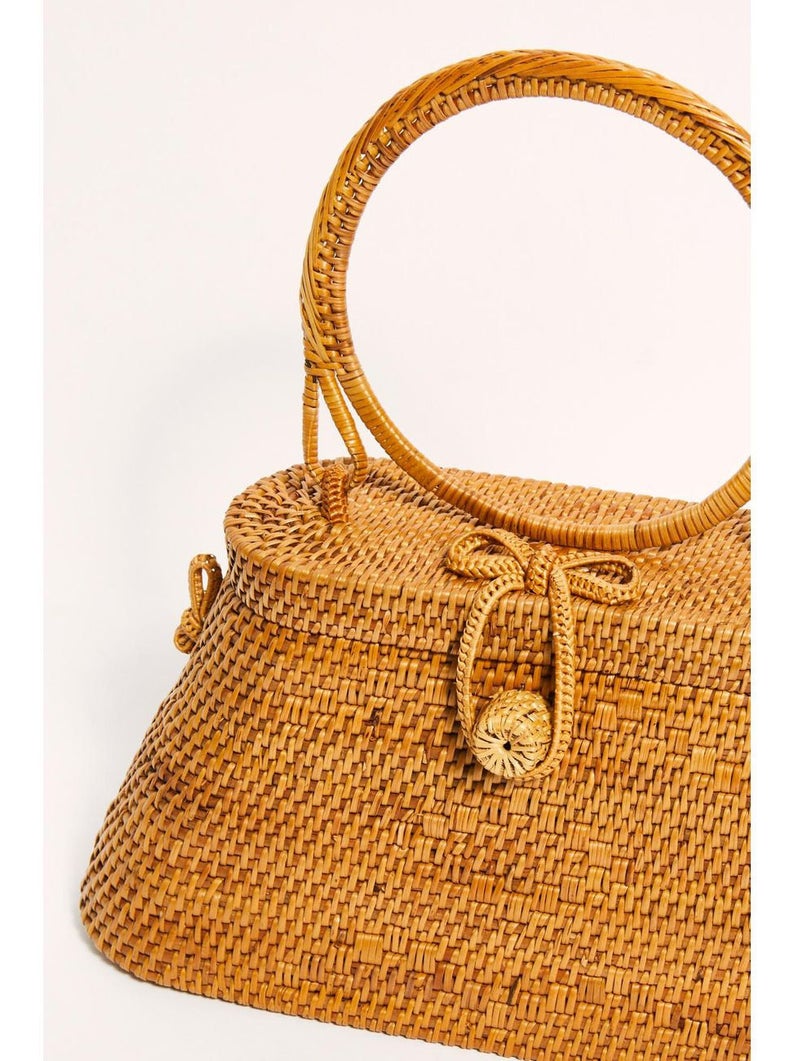 ECO Women Woven Top Handle Purse with Leather Crossbody Strap